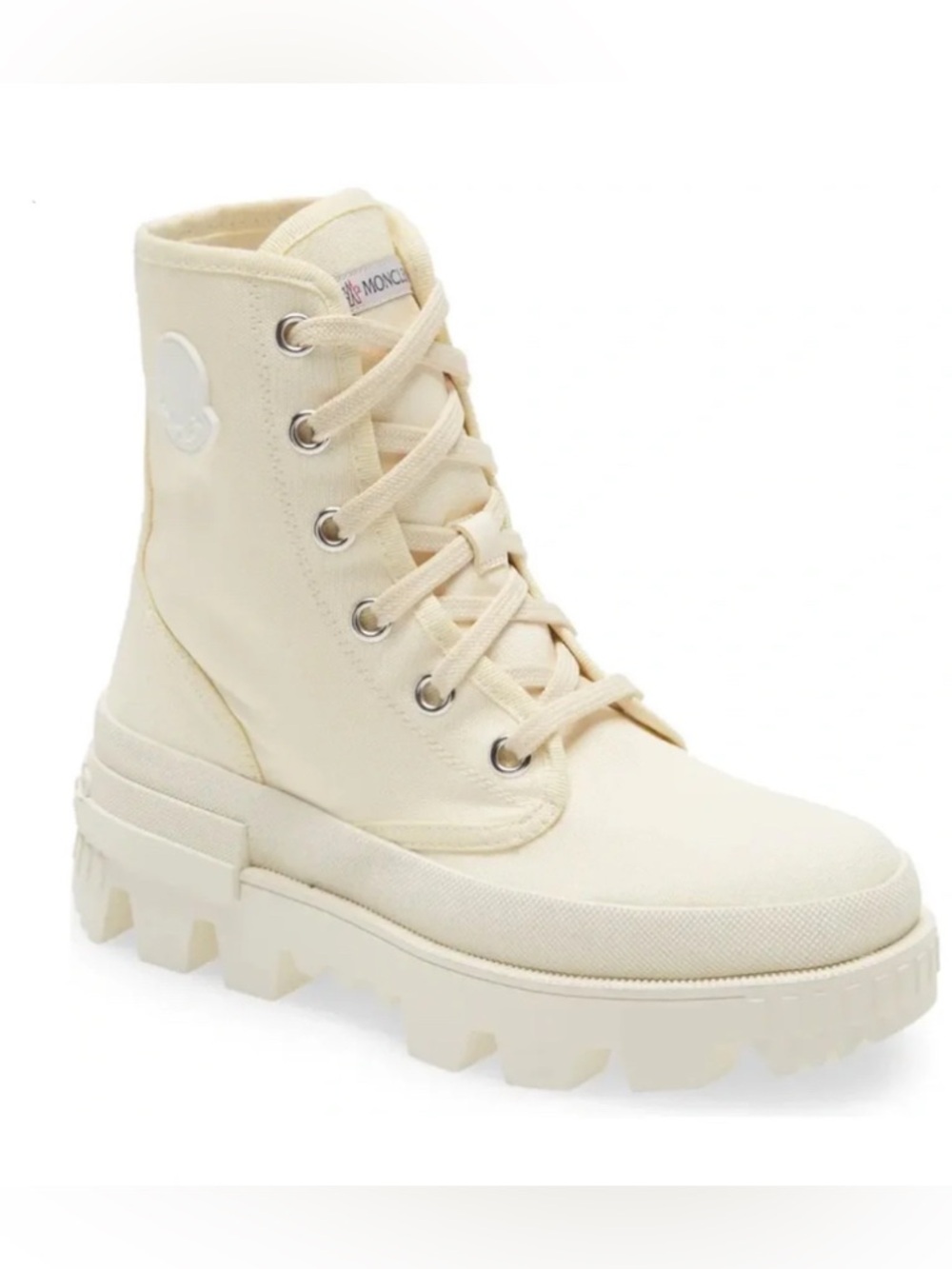 Moncler Pyla Canvus Combat Boots Cream Size 38